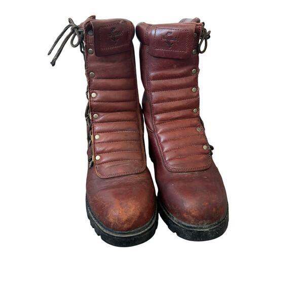 Fin & Feather lace up brown leather lined boots main image 5
